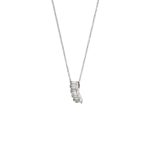 Κολιέ ατσάλινο με σειρά από ορθογώνια λευκά κρύσταλλα