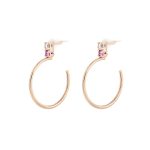 Σκουλαρίκια Tiny ασημένια ροζ χρυσά κρικάκια με ροζ και λευκά κρύσταλλα