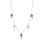 Κολιέ Chakra μεταλλικό δίχρωμο (ροζ χρυσό-μαύρο) με σχέδιο πεταλούδα