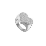 Δαχτυλίδι Sparkling ατσάλινο με καρδιά και sand effect
