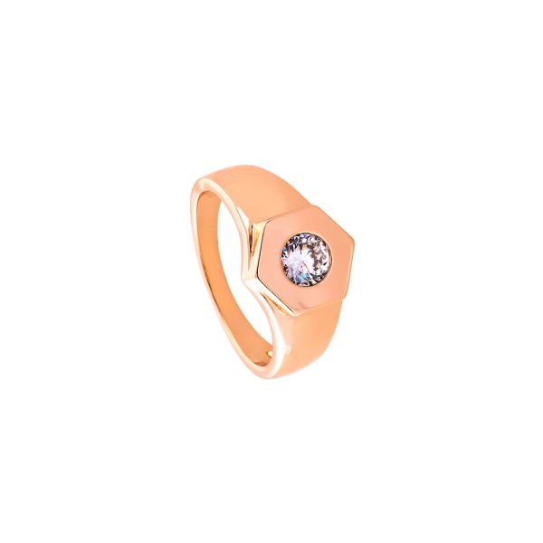 Δαχτυλίδι Clip μεταλλικό ροζ χρυσό με λευκό ζιργκόν