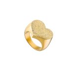 Δαχτυλίδι Sparkling ατσάλινο επίχρυσο με καρδιά και sand effect