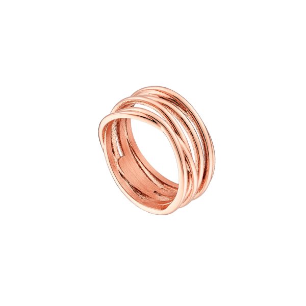 Δαχτυλίδι Sparkling ατσάλινο ροζ χρυσό με sand effect