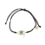 Βραχιόλι New Age Symbols μεταλλικό επίχρυσο με μάτι και aqua ζιργκόν