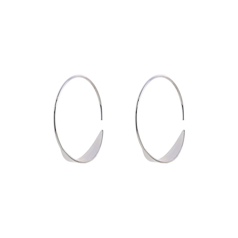 Σκουλαρίκια Fashionistas Hoops μεταλλικά ασημί κρίκοι 3.2 cm
