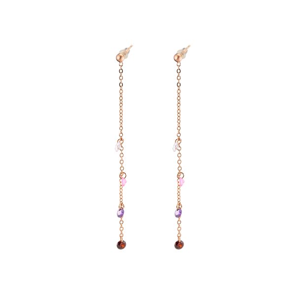 Σκουλαρίκια Dazzling μεταλλικά ροζ χρυσά με πολύχρωμα ζιργκόν
