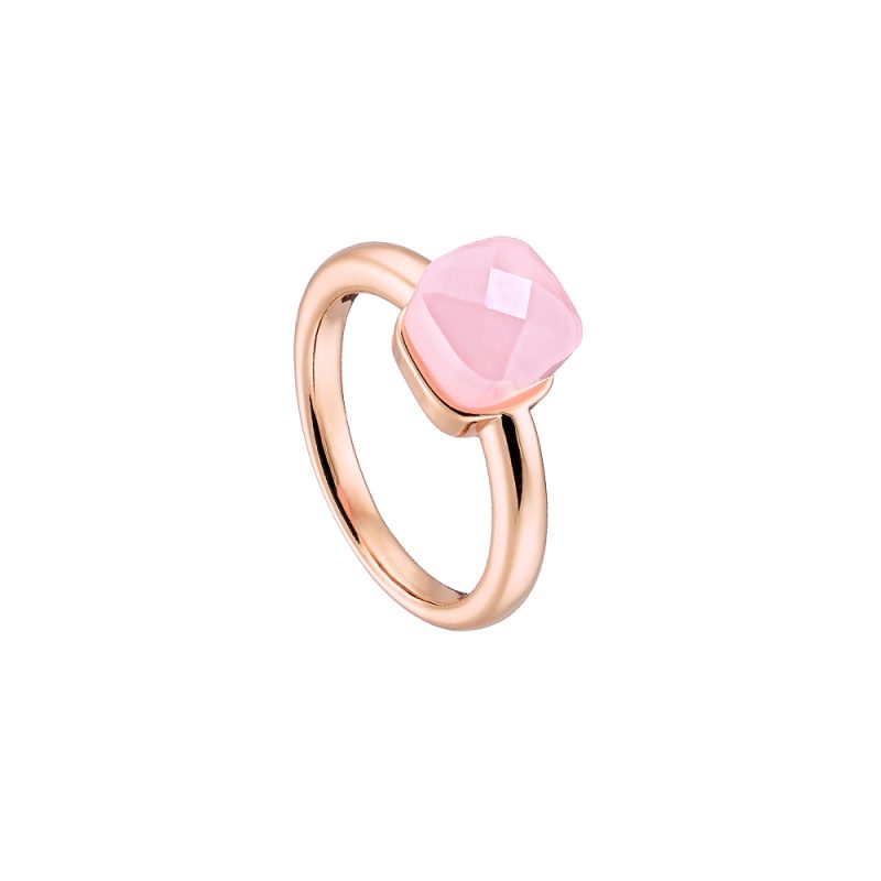 Δαχτυλίδι Candy μεταλλικό ροζ χρυσό με ροζ opaque κρύσταλλο