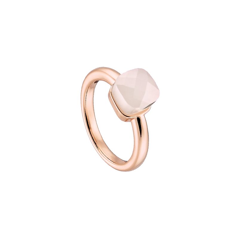 Δαχτυλίδι Candy μεταλλικό ροζ χρυσό με λευκό opaque κρύσταλλο
