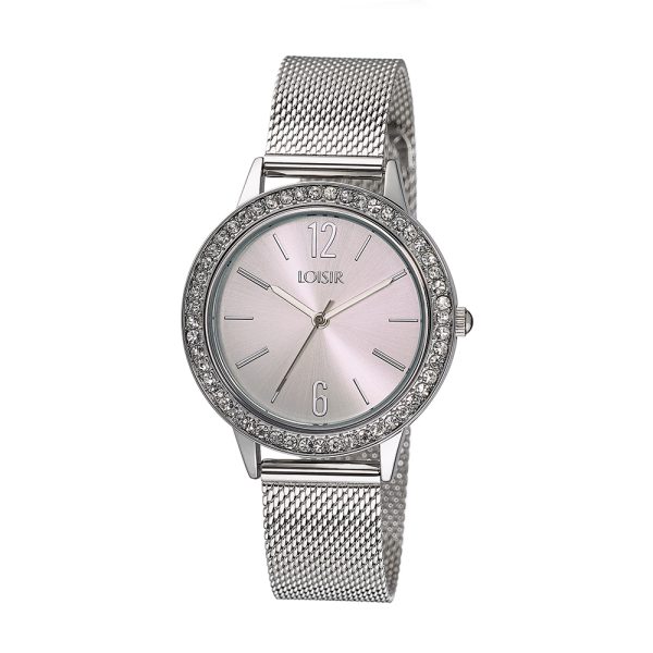 Ρολόι Supreme με ατσάλινο mesh band, ασημί καντράν και extra bezel