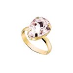 Δαχτυλίδι Dance μεταλλικό επίχρυσο με ροζ κρύσταλλο