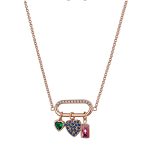 Κολιέ Charming Clip μεταλλικό ροζ χρυσό με στοιχεία και ζιργκόν