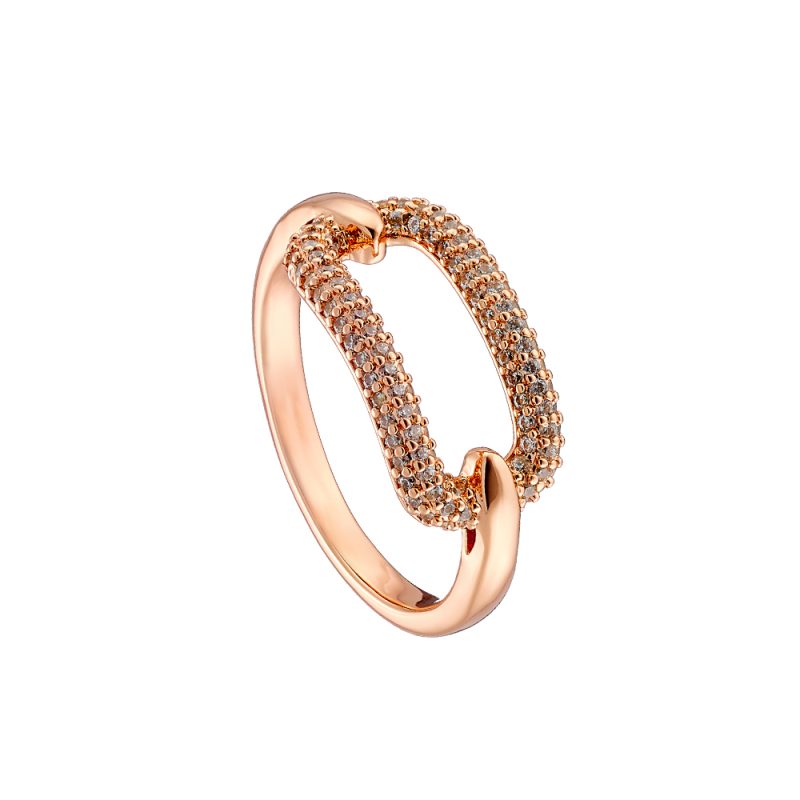 Δαχτυλίδι Charming Clip μεταλλικό ροζ χρυσό με λευκά ζιργκόν