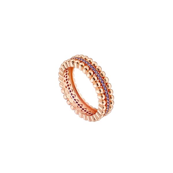 Δαχτυλίδι Retro μεταλλικό ροζ χρυσό με μωβ ζιργκόν