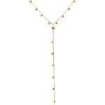 Κολιέ Dazzling μεταλλικό ροζ χρυσό "Υ" με αστέρι και πράσινα λαδί ζιργκόν