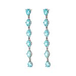 Σκουλαρίκια Dance μεταλλικά ασημί με aqua κρύσταλλα
