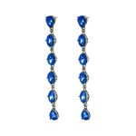 Σκουλαρίκια Dance μεταλλικά ασημί με μπλε κρύσταλλα