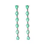 Σκουλαρίκια Dance μεταλλικά ασημί με ανοιχτά πράσινα κρύσταλλα