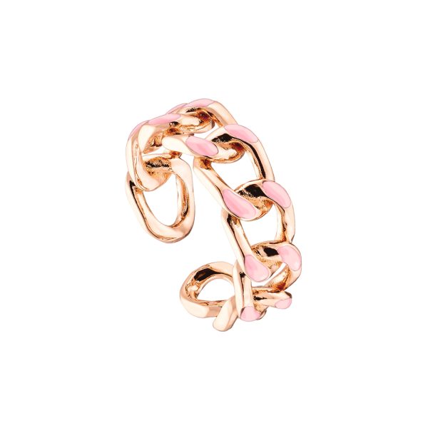 Δαχτυλίδι Beauty μεταλλικό ροζ χρυσό με ροζ σμάλτο