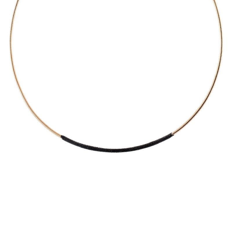 Κολιέ Starstruck μεταλλικό ροζ χρυσό choker με μαύρο glitter