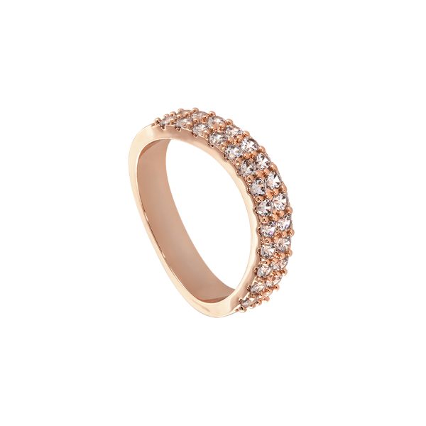 Δαχτυλίδι Emily μεταλλικό ροζ χρυσό με λευκά ζιργκόν