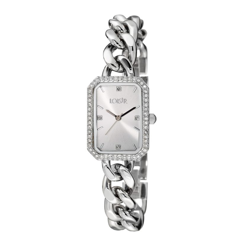 Ρολόι Messenger με μεταλλικό jewelry band και ασημί καντράν