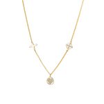 Κολιέ Princess μεταλλικό επίχρυσο με στοιχεία και ασημί glitter