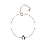 Βραχιόλι Baby ασημένιο ροζ χρυσό με πέταλο και μάτι