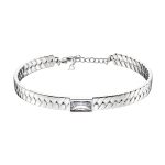 Βραχιόλι Pirouette μεταλλικό ασημί σταθερό πλεκτό με λευκό ζιργκόν