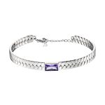 Βραχιόλι Pirouette μεταλλικό ασημί σταθερό πλεκτό με μωβ ζιργκόν