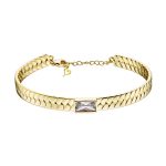 Βραχιόλι Pirouette μεταλλικό επίχρυσο σταθερό πλεκτό με λευκό ζιργκόν