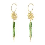 Σκουλαρίκια Crochet μεταλλικά επίχρυσα κρικάκια κρεμαστά με λουλούδια και κρύσταλλα