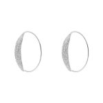 Σκουλαρίκια Links μεταλλικά ασημί κρίκοι με glitter 3.2 cm