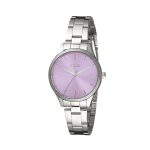 Ρολόι Miami με μεταλλικό μπρασελέ ασημί και μωβ καντράν