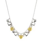 Κολιέ Femininity μεταλλικό ασημί με ασημί και επίχρυσες καρδιές