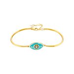 Βραχιόλι Dreams μεταλλικό επίχρυσο μάτι από τιρκουάζ σμάλτο και πράσινο ζιργκόν