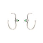 Σκουλαρίκια Basic ασημένια με πράσινο cz