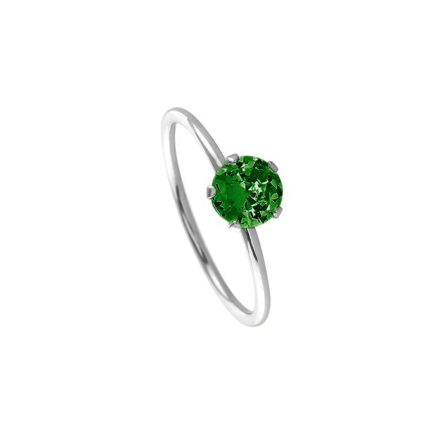 Δαχτυλίδι Basic ασημένιο με πράσινο ζιργκόν