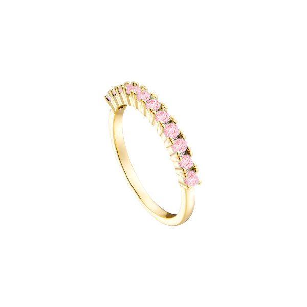 Δαχτυλίδι Mini μεταλλικό επίχρυσο με ροζ ζιργκόν