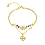 Βραχιόλι Princess μεταλλικό επίχρυσο με στοιχεία και πολύχρωμες πέτρες