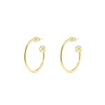 Σκουλαρίκια Links μεταλλικά επίχρυσα κρίκοι με σφαίρες 4 cm