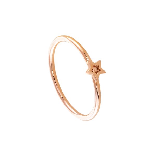 Δαχτυλίδι Basic ασημένιο ροζ χρυσό με αστέρι