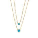 Κολιέ Lollipop μεταλλικό επίχρυσο διπλό με τιρκουάζ κρύσταλλα