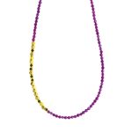 Κολιέ Boho μεταλλικό επίχρυσο με μωβ πέτρες και επίχρυσα στοιχεία