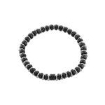 Βραχιόλι Men's ατσάλινο ελαστικό με μαύρες πέτρες