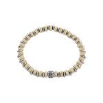 Βραχιόλι Men's ατσάλινο ελαστικό με μπεζ πέτρες και στοιχείο