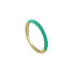 Δαχτυλίδι Clip Enamel μεταλλικό επίχρυσο με πράσινο σμάλτο