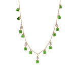 Κολιέ Look At Me μεταλλικό επίχρυσο με πράσινα και λευκά ζιργκόν