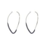 Σκουλαρίκια Starstruck μεταλλικά ασημί κρίκοι με denim glitter 5 cm