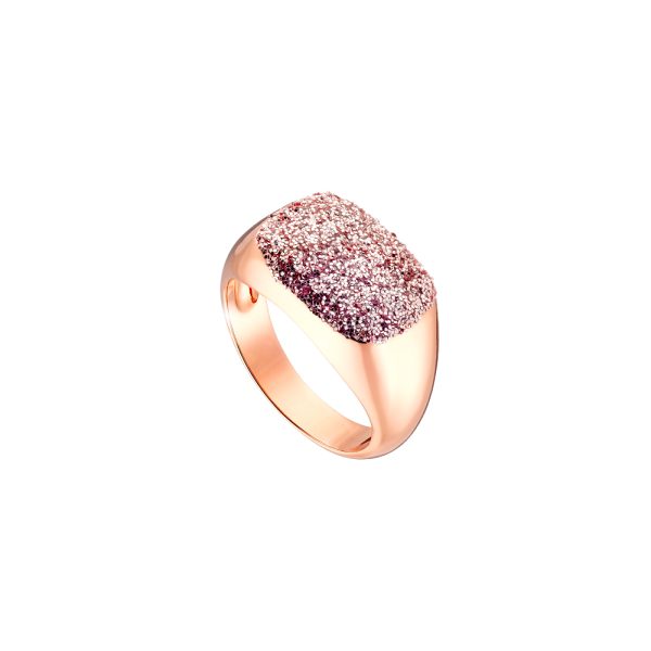 Δαχτυλίδι Starstruck μεταλλικό ροζ χρυσό ορθογώνιο με ροζ χρυσό glitter