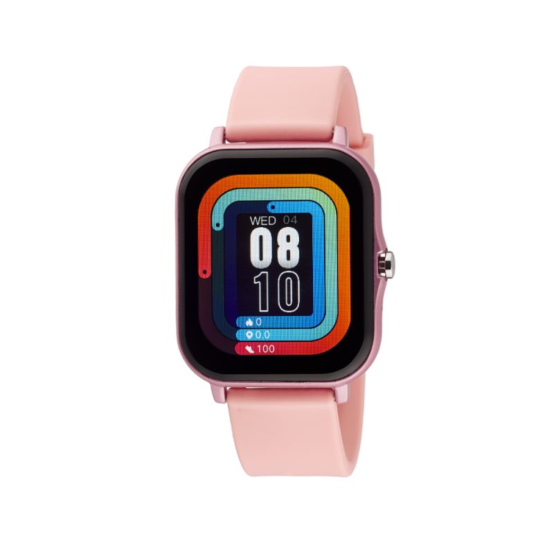 Ρολόι Smartwatch μαύρο/ροζ με ροζ λουράκι σιλικόνης